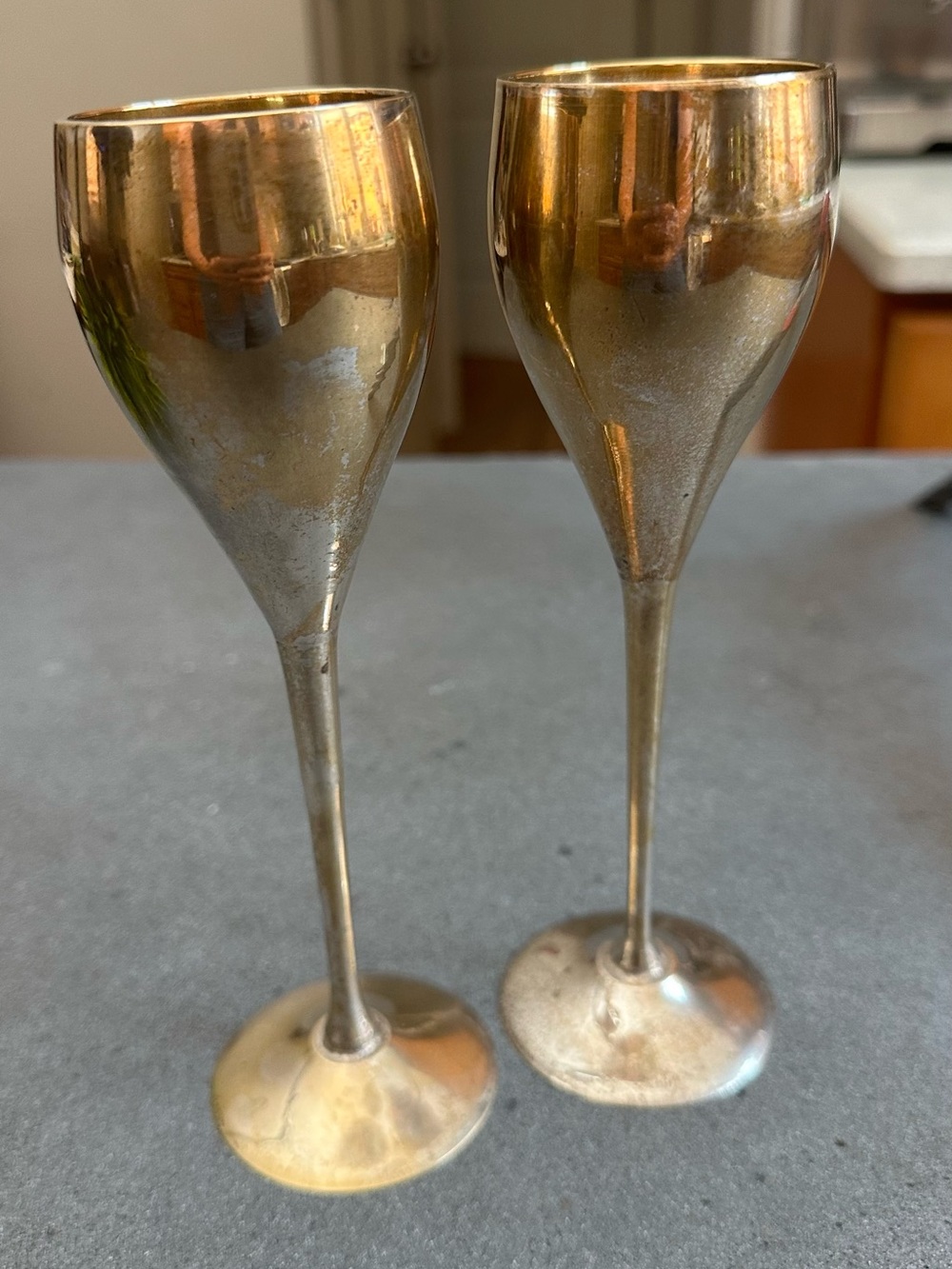 Decorative vintage  Metal Goblet Pair - Home Accents. Set of two.
